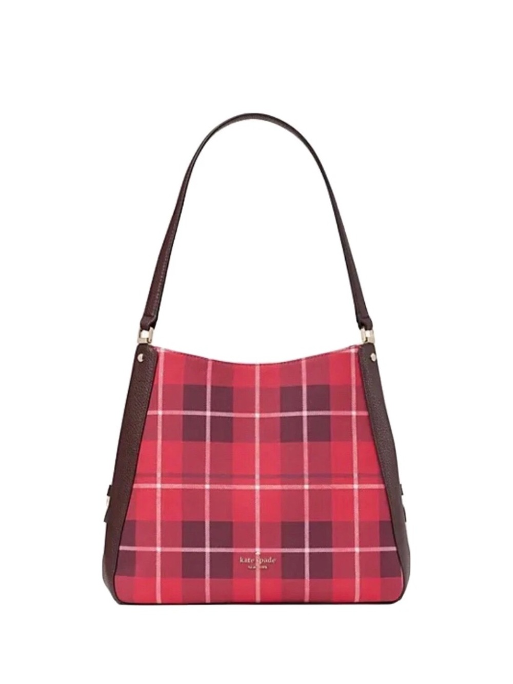 NWT Kate Spade Leila Plaid Medium Bag with matching slim card holder